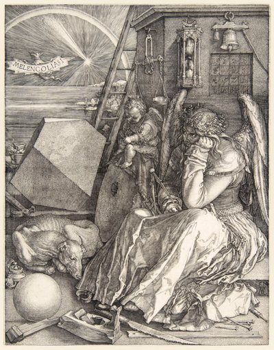 Melancolía I de Albrecht Dürer (1471-1528), una de sus 3 obras maestras de grabado completadas en 1514 de Albrecht Dürer