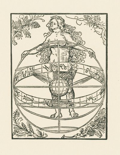 Mujer desnuda con el zodíaco, c.1502-03 (xilografía) de Albrecht Dürer or Duerer