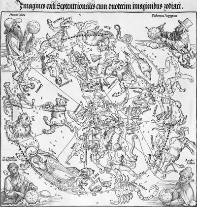 Par de mapas de los hemisferios celestes norte y sur de Albrecht Dürer or Duerer