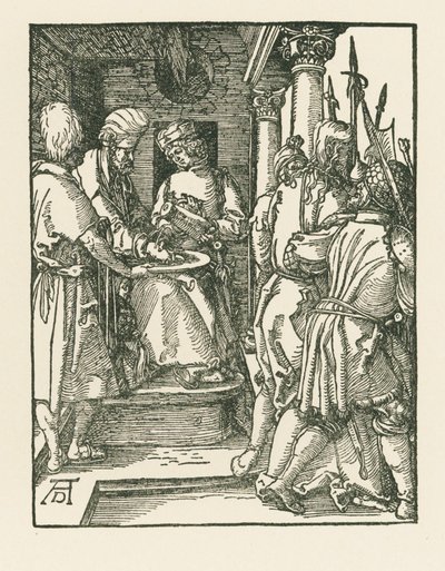 Pilatos lavándose las manos, c.1509 (xilografía) de Albrecht Dürer or Duerer