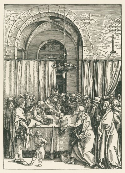 Rechazo de la ofrenda de Joaquín, c.1504 (xilografía) de Albrecht Dürer or Duerer