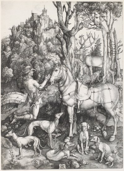 San Eustaquio, c. 1500-1501 (grabado) de Albrecht Dürer