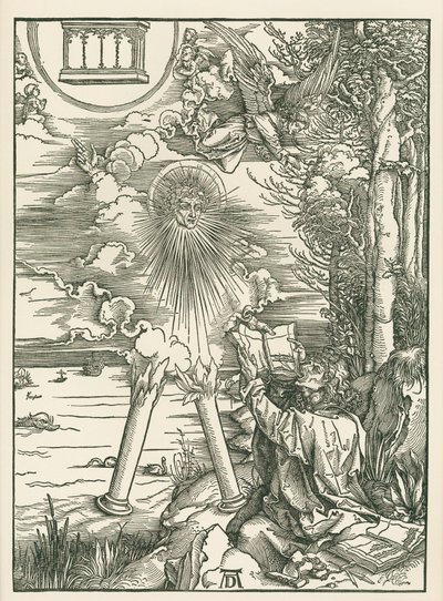 San Juan devorando el Libro presentado por el Ángel. El Apocalipsis de San Juan, c.1498 (xilografía) de Albrecht Dürer or Duerer