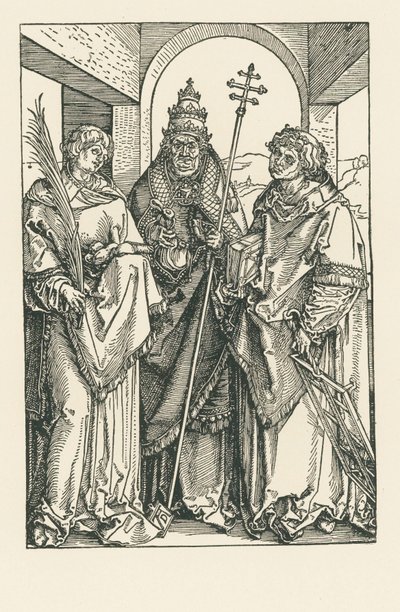 Santos Esteban, Sixto y Lorenzo, c.1504-05 (xilografía) de Albrecht Dürer or Duerer