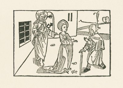 Segunda obra de misericordia: acogida del peregrino en su casa de Albrecht Dürer or Duerer