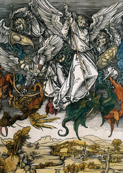 El Apocalipsis de San Juan: la Caída de los Ángeles Rebeldes, ca. 1496-1498 de Albrecht Dürer