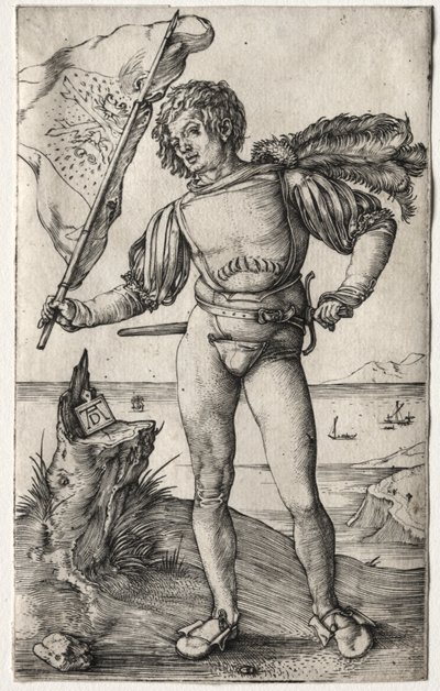 El portaestandarte borgoñón, c. 1500 (grabado) de Albrecht Dürer or Duerer