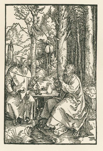 Los ermitaños San Antonio el Grande y San Pablo, c.1503-04 (xilografía) de Albrecht Dürer or Duerer