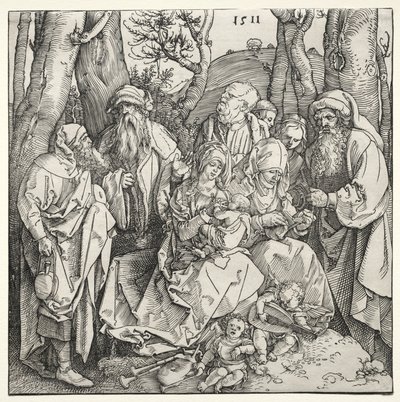 La Sagrada Familia con dos ángeles músicos de Albrecht Dürer or Duerer