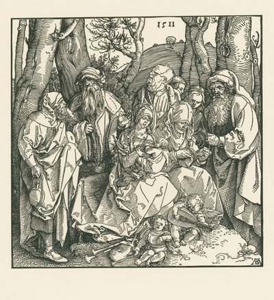 El sagrado parentesco con los ángeles que tocan el laúd de Albrecht Dürer or Duerer