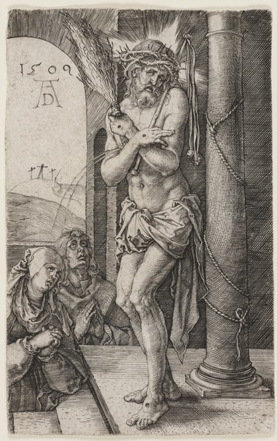 El hombre de dolores junto a la columna de Albrecht Dürer