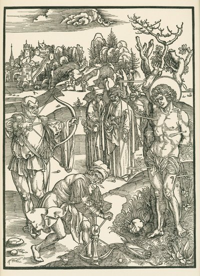 Martirio de San Sebastián, c.1500 (xilografía) de Albrecht Dürer or Duerer