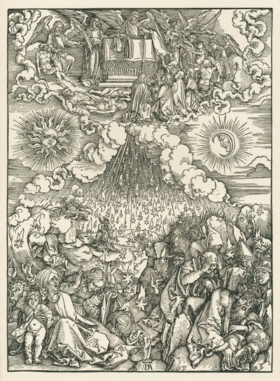 La apertura de los sellos quinto y sexto. El Apocalipsis de San Juan, c.1497-98 (xilografía) de Albrecht Dürer or Duerer