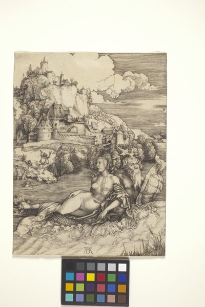 El monstruo marino (Meerwunder) (grabado sobre papel verjurado) de Albrecht Dürer