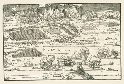 El asedio de una fortaleza. Bloque derecho de Albrecht Dürer or Duerer