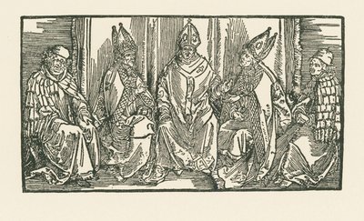 Tres obispos y dos monjes de Albrecht Dürer or Duerer