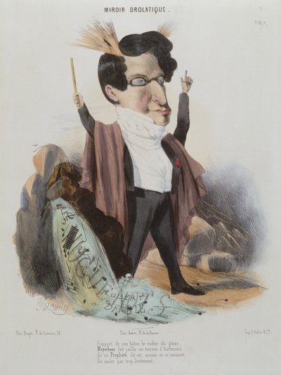 Caricatura de Jakob Meyerbeer (1791-1864) compositor alemán de Alcide Joseph Lorentz