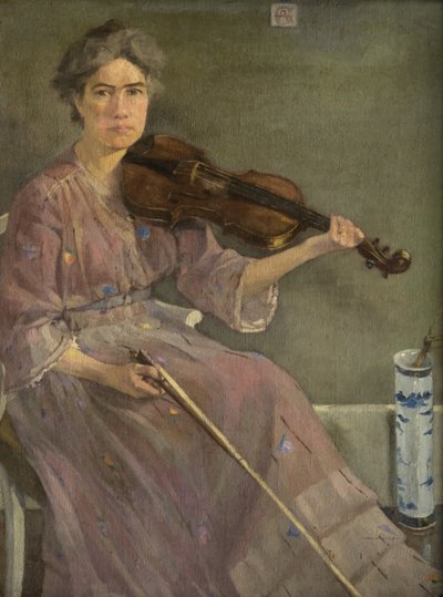 La mujer del artista, siglo XX (óleo sobre lienzo) de Alec Grieve