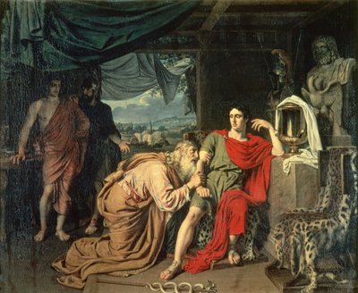 El rey Príamo suplicando a Aquiles por el cuerpo de Héctor, 1824 de Aleksander Ivanov