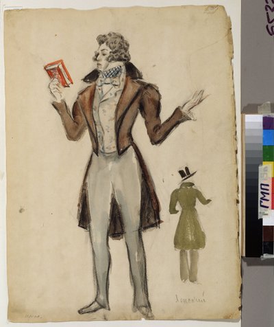 Redringote y pajarita. Proyecto de vestuario para la ópera "Eugene OneGuine" de Aleksandr Aleksandrovich Osmerkin