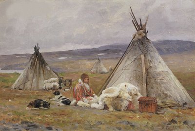 Un chum nenets (una tienda nómada). Isla de Novaya Zemlya de Aleksandr Alekseevich Borisov