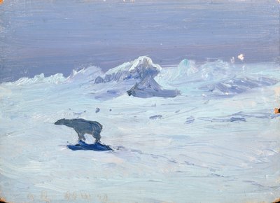 Un oso polar cazando en una noche iluminada por la luna, 1899 de Aleksandr Alekseevich Borisov