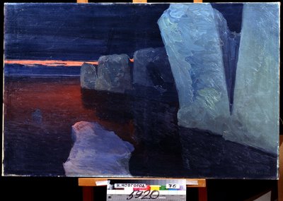 Puesta de sol. Pintura de Alexander Alexeyevich Borisov (1866-1934). Óleo sobre lienzo, 79 x 124,5 cm de Aleksandr Alekseevich Borisov