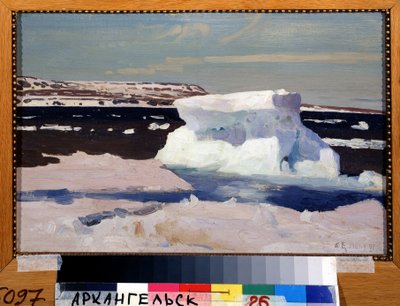 El mar de Kara, vista del archipiélago de Novaya Zemlya. Pintura de Alexander Alexeyevich Borisov (1866-1934). Óleo sobre lienzo, 33 x 50,5 cm de Aleksandr Alekseevich Borisov