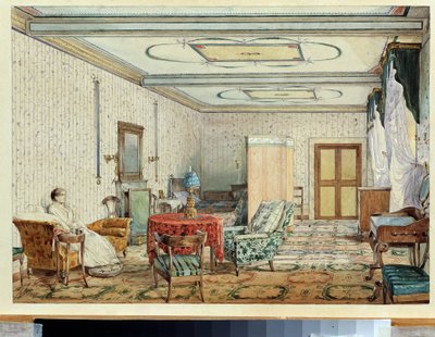 interior (interior). Obra de Alexander Andreyevich Ivanov (1806-1858), acuarela y blanco sobre papel, arte ruso del siglo XIX. Museo Estatal de Arte, Nizhny Novgorod (Rusia) de Aleksandr Andreevich Ivanov