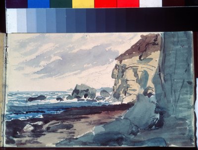 El surf. Vista de una playa cerca de los acantilados. Obra de Alexander Andreyevich Ivanov (1806-1858), acuarela sobre papel de Aleksandr Andreevich Ivanov