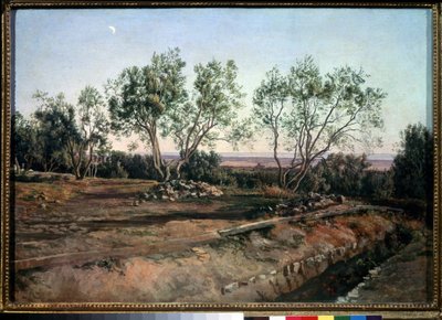 ""Olivos cerca del cementerio de Albano"" Pintura de Alexander Ivanov (1806-1858) 1845 Galería Estatal Tretyakov, Moscú de Aleksandr Andreevich Ivanov