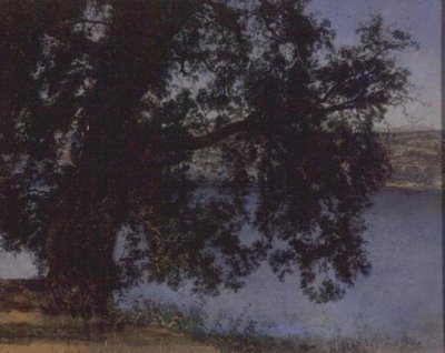 Árbol en la sombra sobre el agua cerca de Castel Gandolfo de Aleksandr Andreevich Ivanov