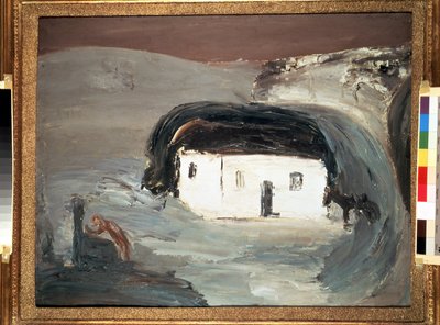 Paisaje con una casa blanca. Pintura de Alexander Davidovich Drevin (1889-1938). Óleo sobre lienzo, 74 x 92 cm de Aleksandr Davidovic Drevin
