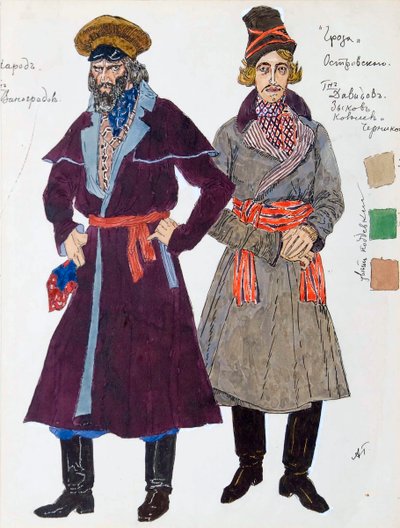 Diseño de vestuario para la obra La Tormenta de Alexander Ostrovsky, 1916 de Aleksandr Jakovlevic Golovin