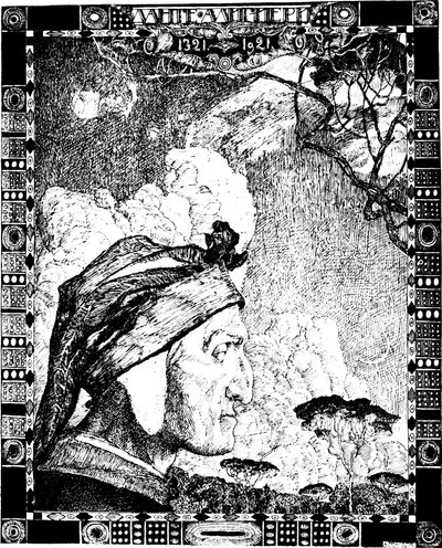 Dante Alighieri, poeta italiano medieval, 1921 de Aleksandr Jakovlevic Golovin