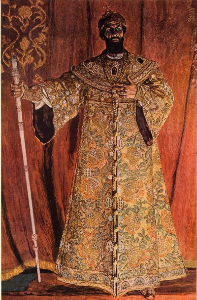 Retrato de Fyodor Ivanov Shaliapin 1873-1939 en el papel de Boris Godunov, 1912, 1965 de Aleksandr Jakovlevic Golovin