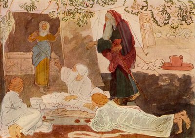 Tres peregrinos visitando a Abraham, mediados del siglo XIX, 1965 de Aleksandr Ivanov