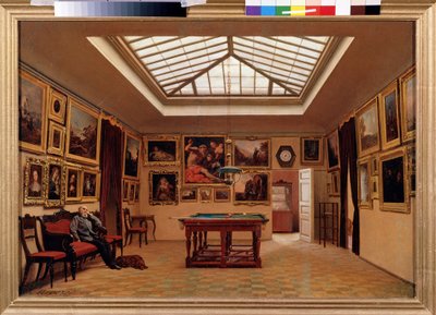 En una sala de billar. Pintura de Alexander Ivanovich Morozov (1835-1904), óleo sobre lienzo de Aleksandr Ivanovich Morozov