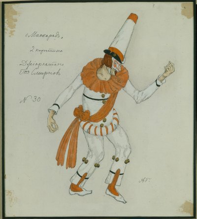 Diseño de vestuario para la obra El baile de máscaras de M. Lermontov, 1917 de Aleksandr Jakovlevic Golovin