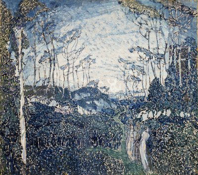 Pintura gouache ""En un parque"" de Alexander Yakovlevich Golovin (Alexander Golovin) (1863-1930) Circa 1900 Museo Estatal de Arte, Samara de Aleksandr Jakovlevic Golovin