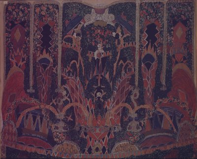 Diseño de cortina de Mascarada para la obra de teatro La Mascarada de M. Lermontov, 1917 de Aleksandr Jakovlevic Golovin