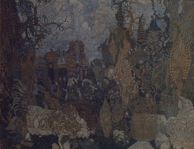Diseño de escenario para el ballet El pájaro de fuego de I. Stravinsky, 1910 de Aleksandr Jakovlevic Golovin