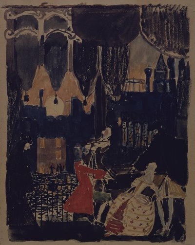 Diseño de escenario para la ópera Mozart y Salieri de N. Rimski-Korsakov, 1902 de Aleksandr Jakovlevic Golovin