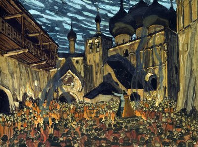 Diseño escénico para la ópera La doncella de Pskov de N. Rimsky-Korsakov de Aleksandr Jakovlevic Golovin