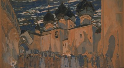 Diseño de escenario para la ópera La doncella de Pskov de N. Rimsky-Korsakov, 1901 de Aleksandr Jakovlevic Golovin