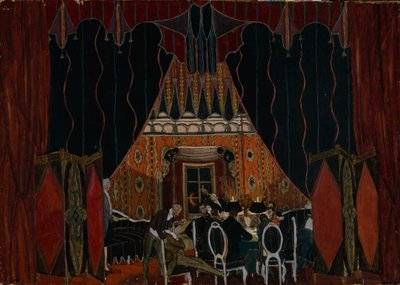 Diseño de escenario para la obra de teatro La Mascarada de M. Lermontov, 1917 de Aleksandr Jakovlevic Golovin