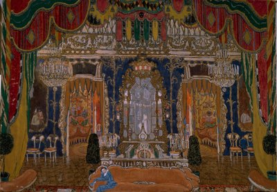 Diseño de escenario para la obra de teatro La mascarada de M. Lermontov, 1917 de Aleksandr Jakovlevic Golovin