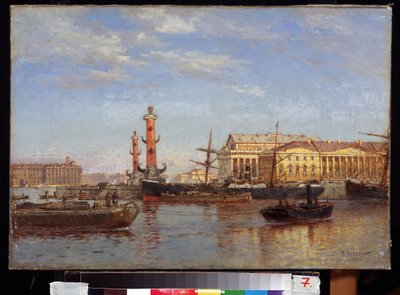 Vista de San Petersburgo desde el Neva. (Vista de San Petersburgo desde el Neva). Pintura de Alexander Karlovich Beggrov (1841-1914). Óleo sobre lienzo, 46 ​​x 65 cm de Aleksandr Karlovich Beggrov