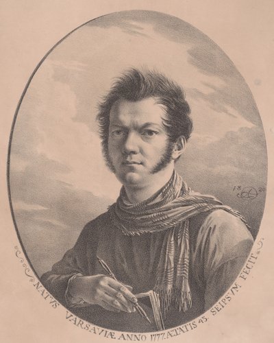 Autorretrato con un álbum y una pluma, 1819 de Aleksandr Orlovsky