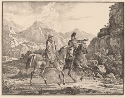 Hombre y mujer velada a caballo de Aleksandr Osipovich Orlovskii